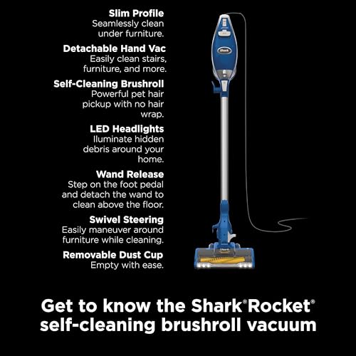 Shark Rocket Aspirador Vertical 500W Escova Autolimpante Portátil Azul/Prata Para Pisos 120V