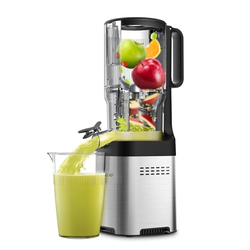 AMZCHEF Juicer Pressão Fria 200W com Boca de 5.2" para Frutas Inteiras (Prata)