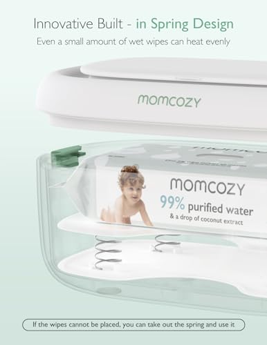 Momcozy Aquecedor de Lenços Umedecidos para Bebês, Capacidade Grande com Controle de Temperatura e Luz Noturna