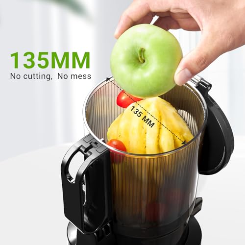 AMZCHEF Juicer Automático 5.3'' com Pressão Fria e Motor de 250W (Preto)