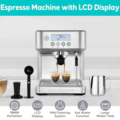 CASABREWS Máquina de Espresso 20 Bar com Display LCD e Vaporizador