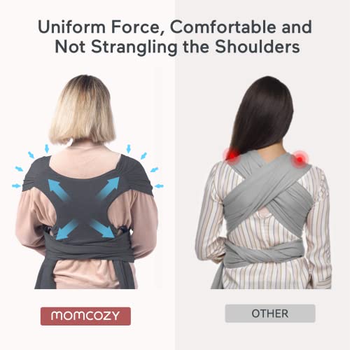 Momcozy Sling Ajustável para Bebê, Tecido Confortável e Leve, Cinza Escuro