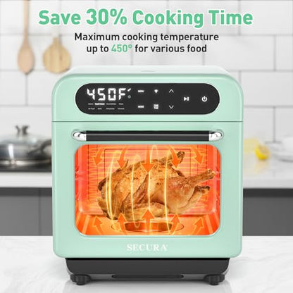 Secura Forno Airfryer a Vapor Multifuncional com 13 Quartos (Verde Menta)