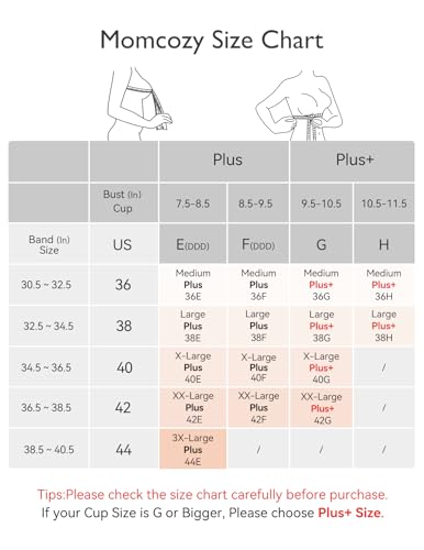 Momcozy Sutiã Amamentação Plus Size Sem Aro Preto