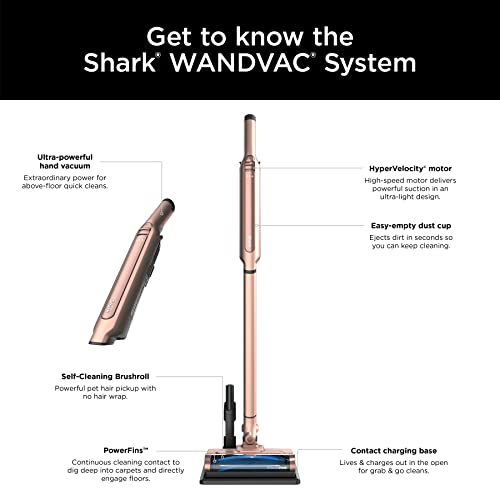 Shark Aspirador WANDVAC Pet 3 em 1 Sem Fio com PowerFins Rose Gold WS642RG 120W