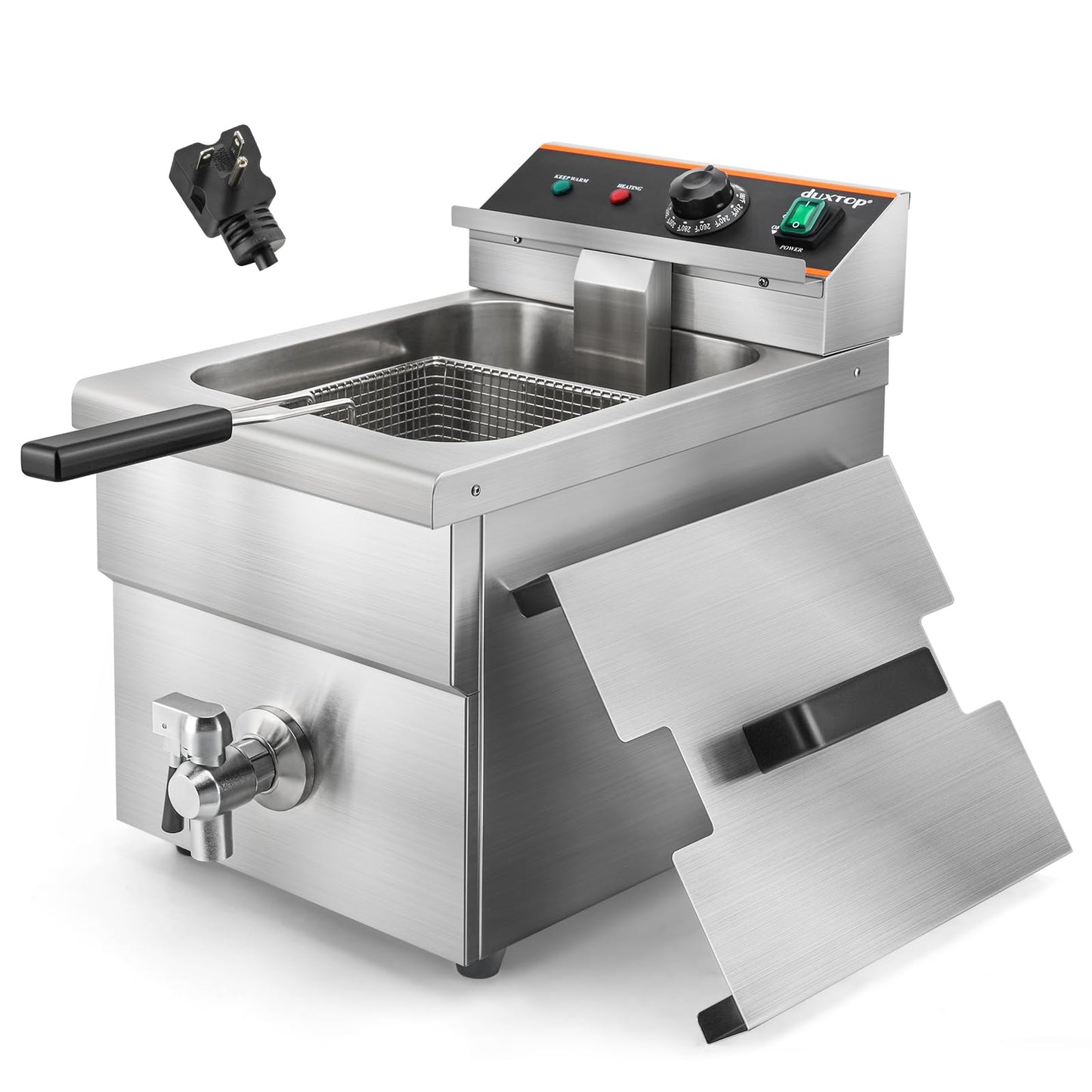 Duxtop Fritadeira Comercial Inox com Cesto 8.5L, 3000W, Fácil Limpeza