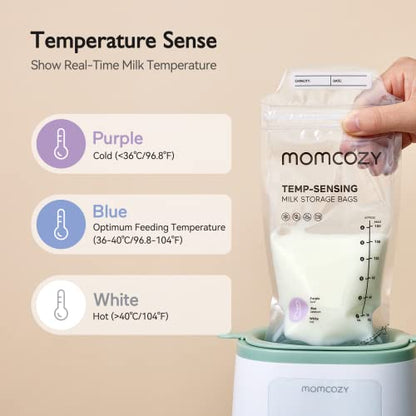 Momcozy Sacos de Armazenamento de Leite Materno com Sensor de Temperatura, 50 Unidades