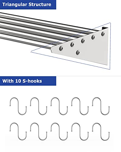 Takywep Suporte de Parede Inox 61cm com Ganchos para Panelas