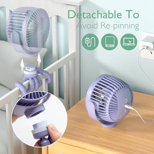 Ventilador Portátil Momcozy 8000mAh com LED e 4 Velocidades - Roxo