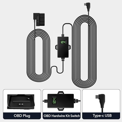 REDTIGER Kit Hardwire OBD p/ Dash Cam, 3m, USB-C, 12V-24V p/ 5V