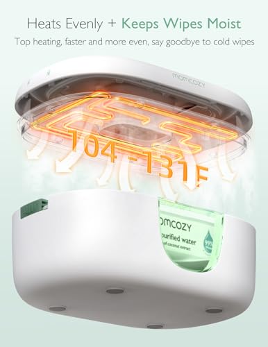 Momcozy Aquecedor de Lenços Umedecidos para Bebês, Capacidade Grande com Controle de Temperatura e Luz Noturna