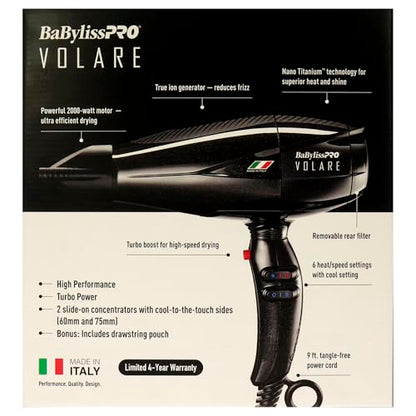 Secador BaBylissPRO Volare Nano Titanium 2000W Italiano