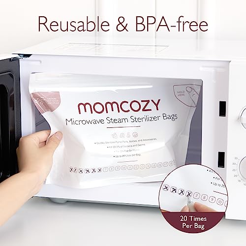 Momcozy Sacos de Esterilização a Vapor para Micro-ondas, Reutilizáveis, 15 Unidades