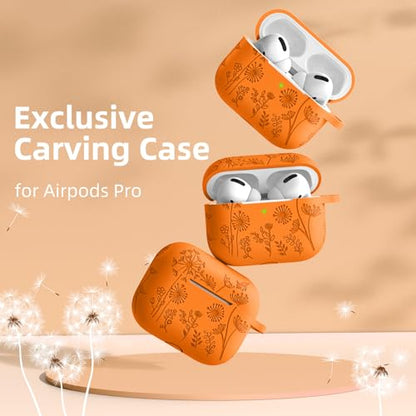 Lerobo Capa Gravada para AirPods Pro 1ª e 2ª Geração com Chaveiro (Laranja)