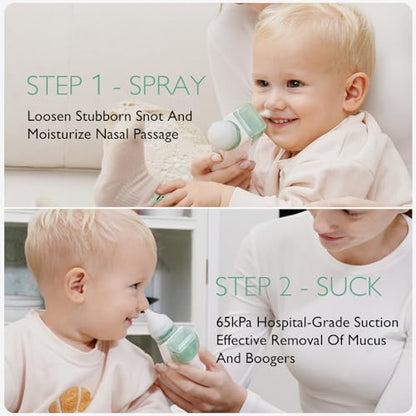 Momcozy Aspirador Nasal Elétrico 2-em-1 com Spray para Bebê Branco