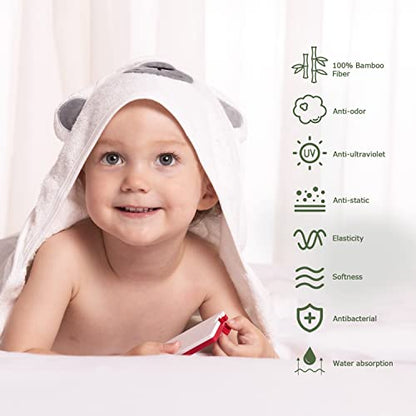 Momcozy Kit de Toalha com Capuz e Luva de Banho para Bebê Branco