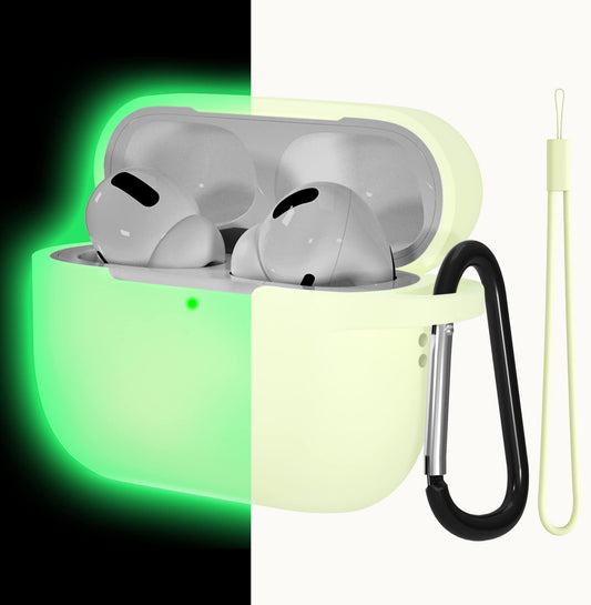 Lerobo Capa Luminosa para AirPods Pro 2ª Geração com Chaveiro e Lanyard (Verde Brilho Noturno)