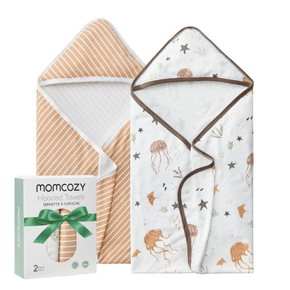 Momcozy Kit 2 Toalhas de Banho com Capuz 71x71cm Ocean Whimsy