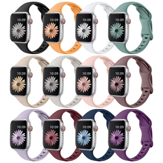 Lerobo 12 Pulseiras Slim Silicone para Apple Watch, 38-49mm (Cores Variadas)