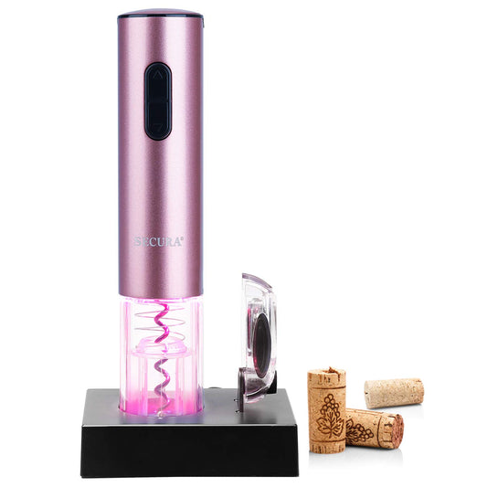 Secura Abridor Elétrico de Vinho Automático com Cortador de Lacre (Rose Gold)