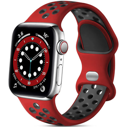 Lerobo Pulseira Silicone Compatível com Apple Watch (Vermelho/Preto)