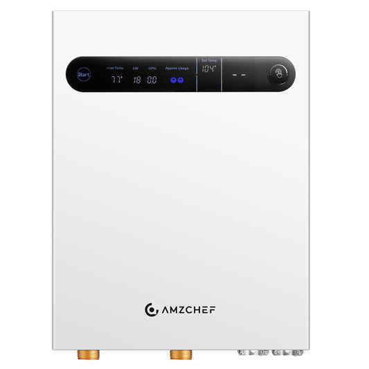 Aquecedor de Água Elétrico Instantâneo AMZCHEF 18kW 240V (Branco)