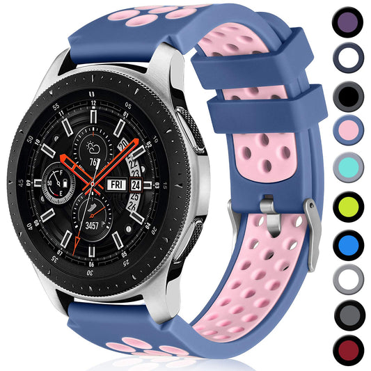 Lerobo Pulseira Silicone 22mm Samsung Galaxy Watch (Azul/Rosa)