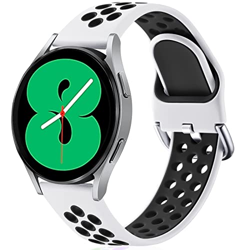 Lerobo Pulseiras Silicone 20mm p/ Samsung Galaxy Watch (Branca e Preta)