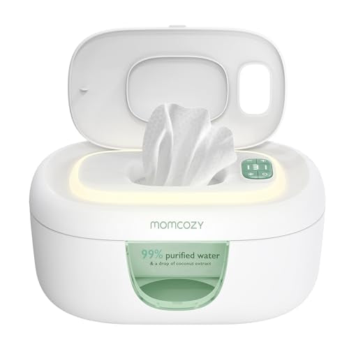 Momcozy Aquecedor de Lenços Umedecidos para Bebês, Capacidade Grande com Controle de Temperatura e Luz Noturna