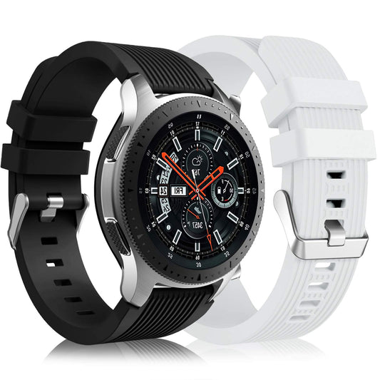 Lerobo 2 Pulseiras de Silicone Compatíveis com Galaxy Watch (Preto/Branco)