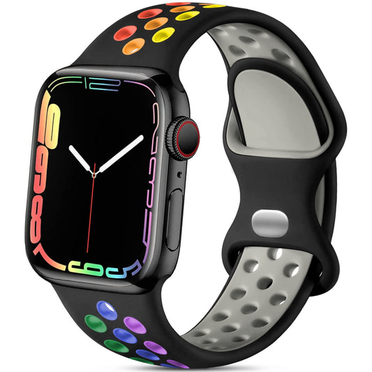 Lerobo Pulseira Esportiva para Apple Watch 38-49mm (Preto/Colorida)