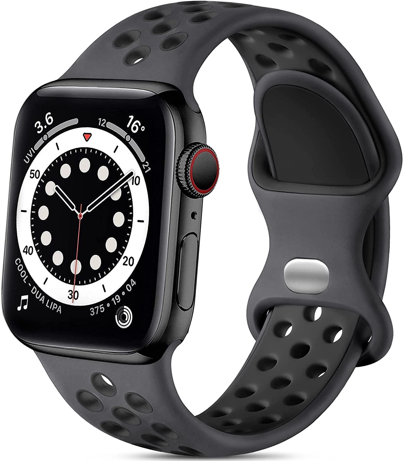 Lerobo Pulseira Silicone Esportiva p/ Apple Watch 38-49mm (Preto Antracite)