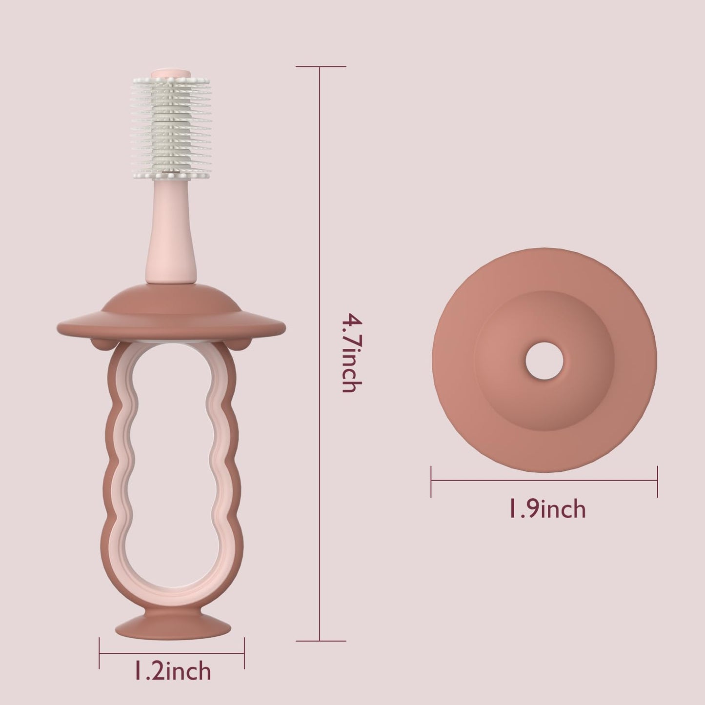 Momcozy Escova de Dentes Infantil 360° com Base de Sucção, Rosa