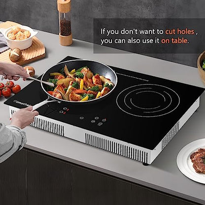 AMZCHEF Cooktop Dupla de Indução 2 Bocas com 9 Níveis de Potência (Preto)