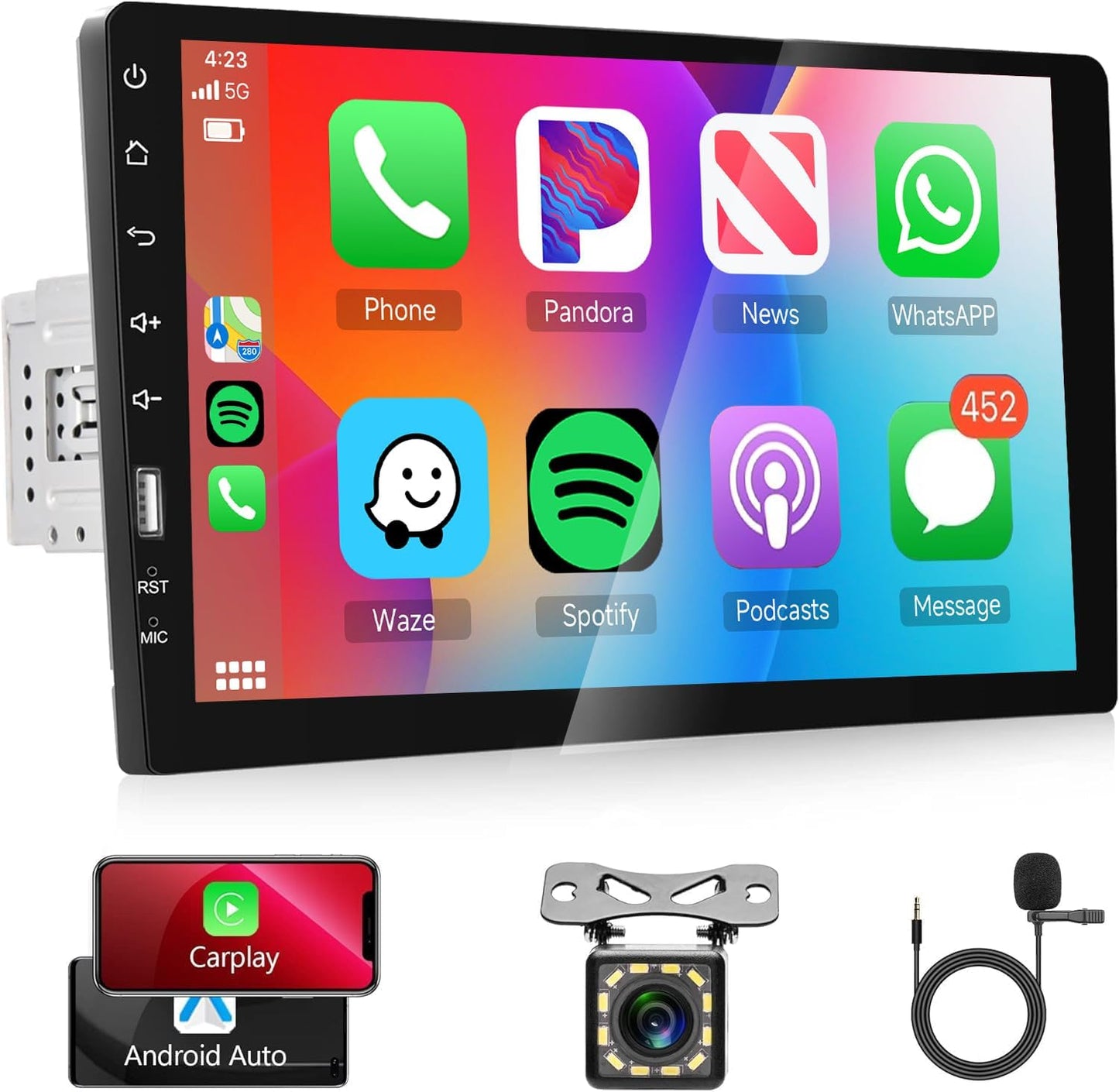 Apple Carplay SingleDin Car Stereo Android Auto Touchscreen