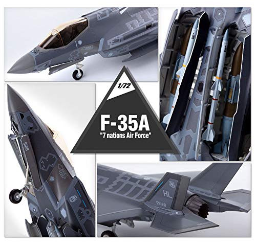 Academy F-35A Seven Nation AF 1/72 Modelo Detalhado com Instruções