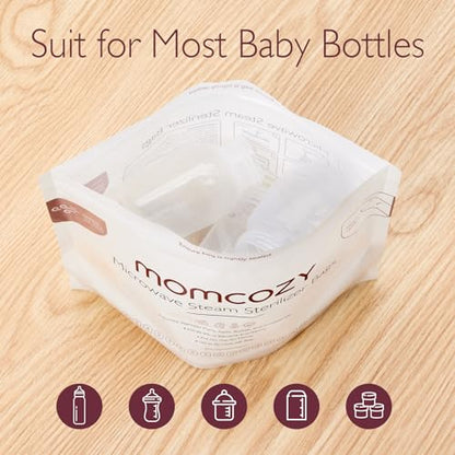 Momcozy Sacos de Esterilização a Vapor para Micro-ondas, Reutilizáveis, 15 Unidades