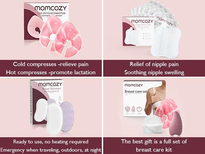 Momcozy Almofadas Térmicas para Seios 2 em 1 Quente e Frio - Rosa (2 Unid.)