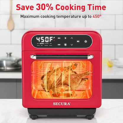 Secura Forno Multifuncional a Vapor e Air Fryer 13QT com Convecção (Vermelho)