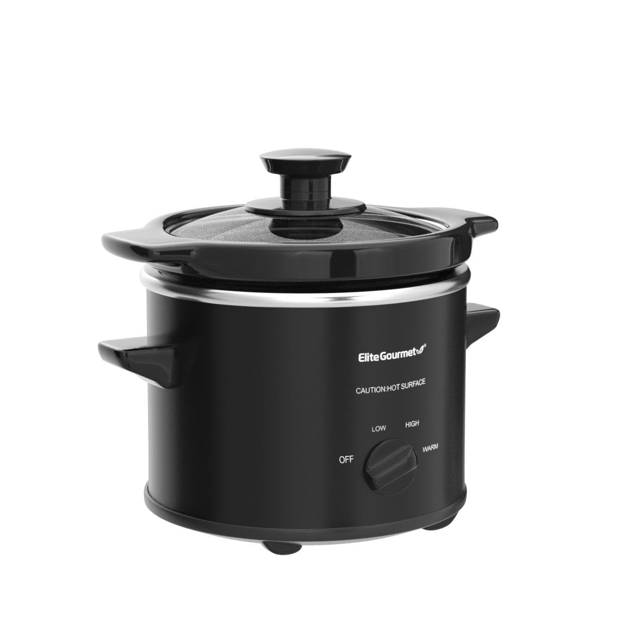 Elite Gourmet Panela Elétrica Slow Cooker 2 Quartos com Tampa de Vidro (Preto)