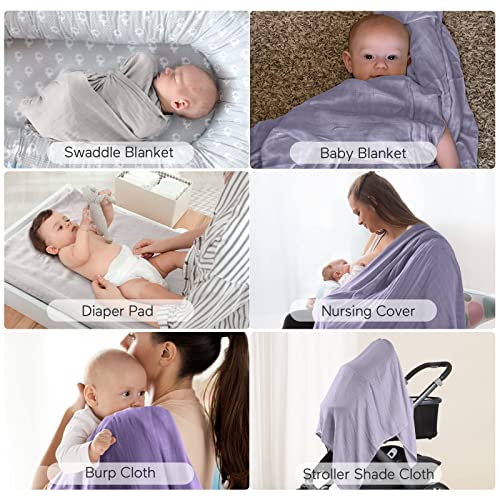 Momcozy Manta Swaddle de Musselina Ultra Macia 4 Unid Roxo