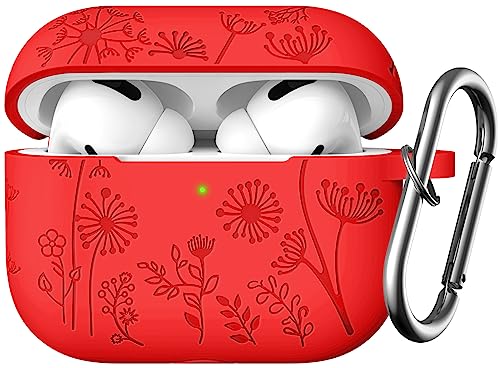 Lerobo Capa Gravada para AirPods Pro 1ª e 2ª Geração com Chaveiro (Vermelho)