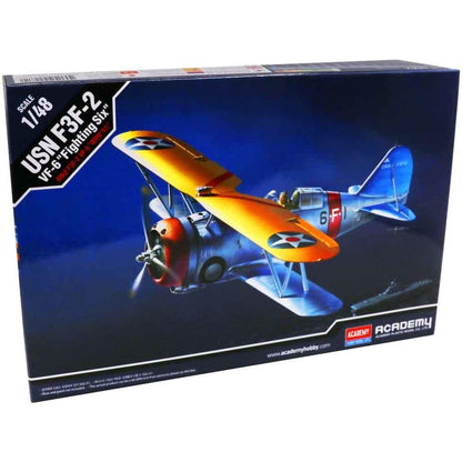 Academy 1/48 F3F-2 VF-6 Fighting Six Biplano Modelo Plástico Detalhado