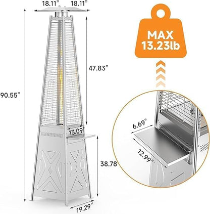 Takywep Aquecedor Piramidal 48.000 BTU Propano Aço Inox Prata