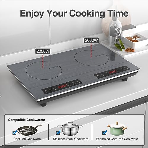 VBGK Cooktop de Indução Duplo 24" 4000W com Timer e Bloqueio Infantil