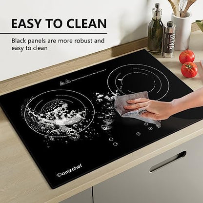 AMZCHEF Cooktop Dupla de Indução 2 Bocas com 9 Níveis de Potência (Preto)