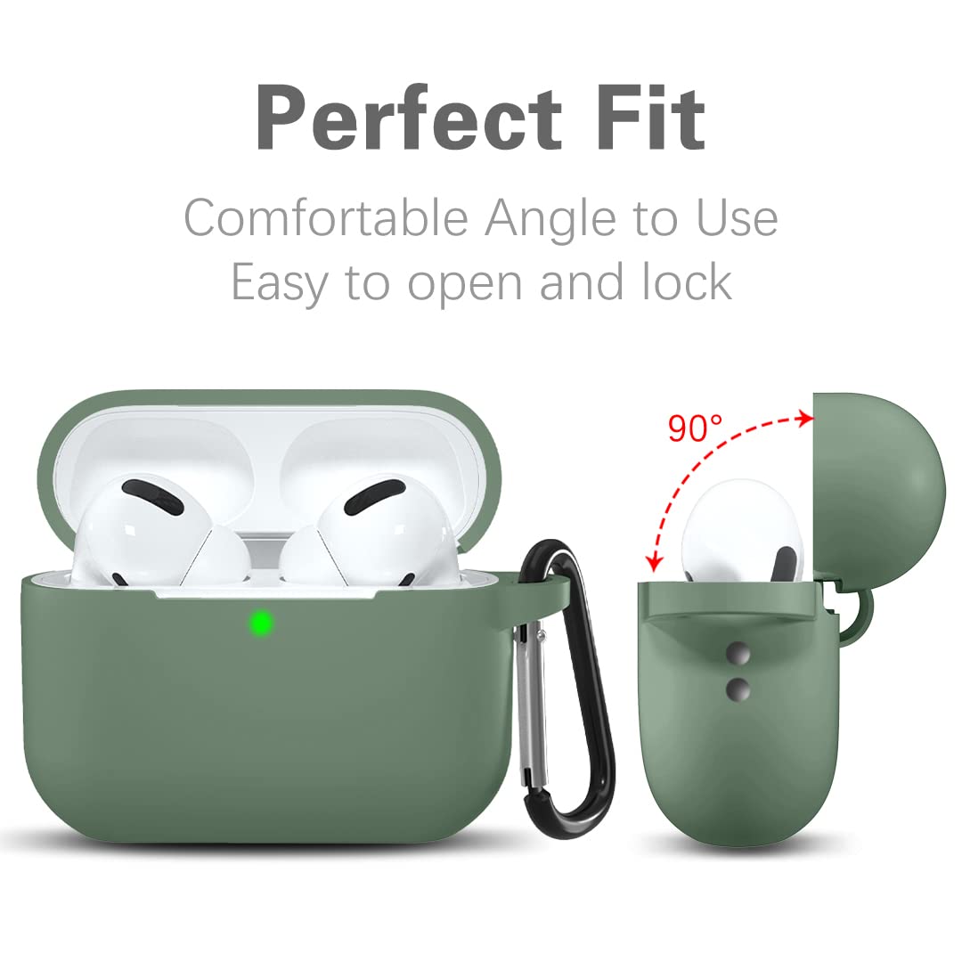 Lerobo Capa Silicone para AirPods Pro c/ Mosquetão e Cordão (Verde Oliva)