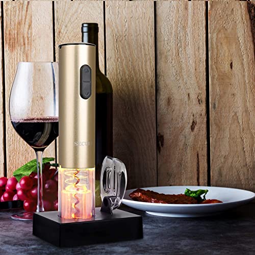 Secura Abridor Elétrico de Vinho Automático com Cortador de Lacre (Champagne Gold)