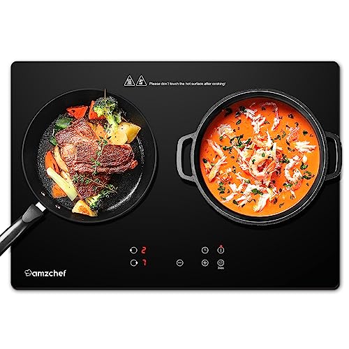 AMZCHEF Cooktop Dupla de Indução 2 Bocas com 9 Níveis de Potência (Preto)