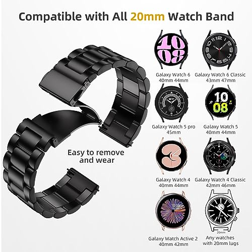 Lerobo Pulseira de Aço Inoxidável para Samsung Galaxy Watch (Preto)